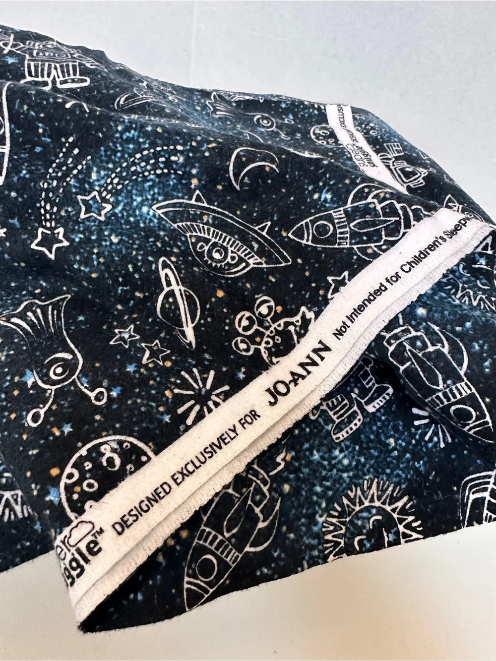 JOANN “Astro” Doodle Space Galaxy Robot Cotton Flannel Fabric 1.5 Yards